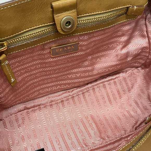 Prada Cotton Leather Shoulder Bag Brown - Picture 6 of 6